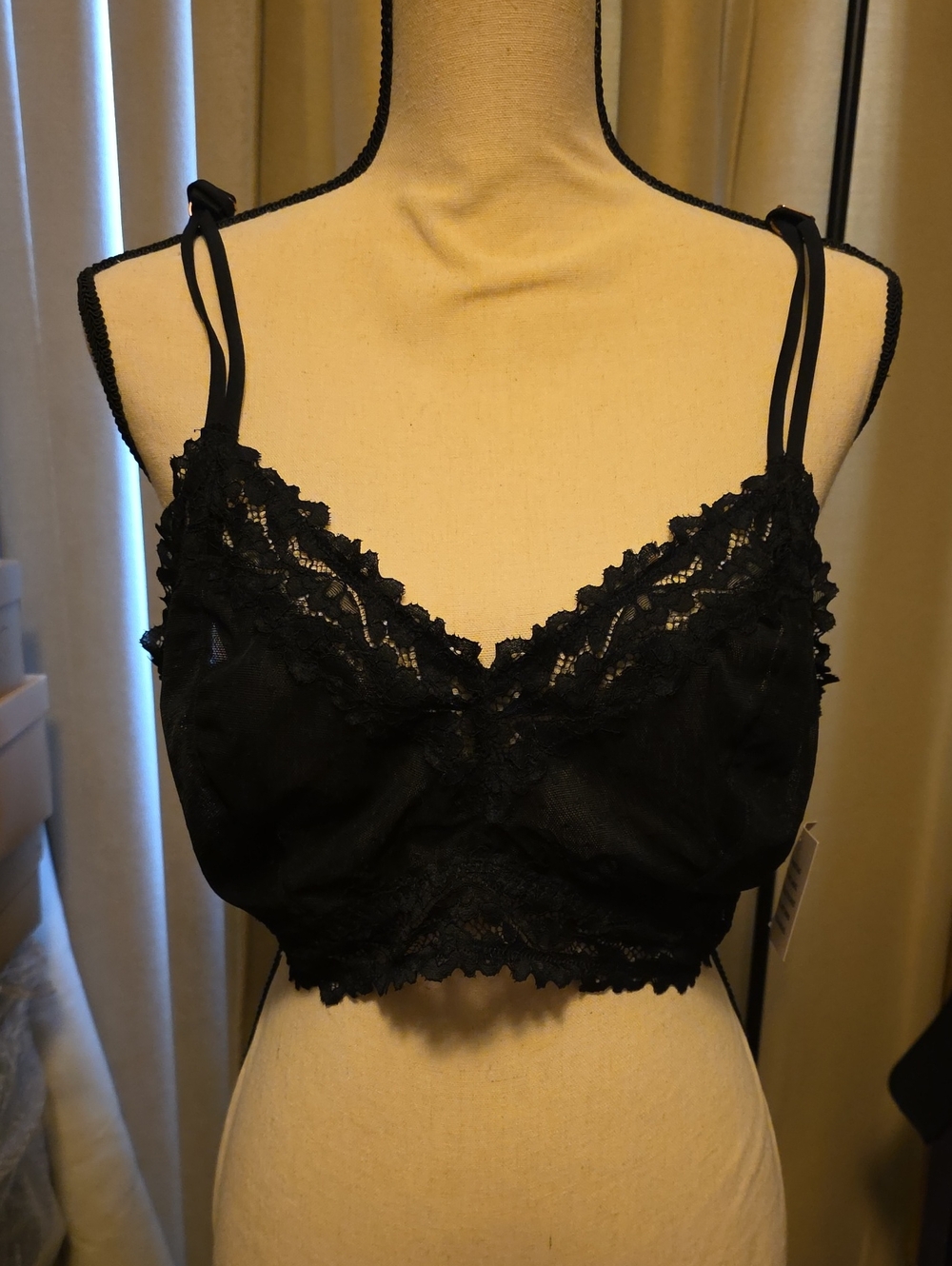 Savage X Fenty Black Lace Bralette with Double Straps